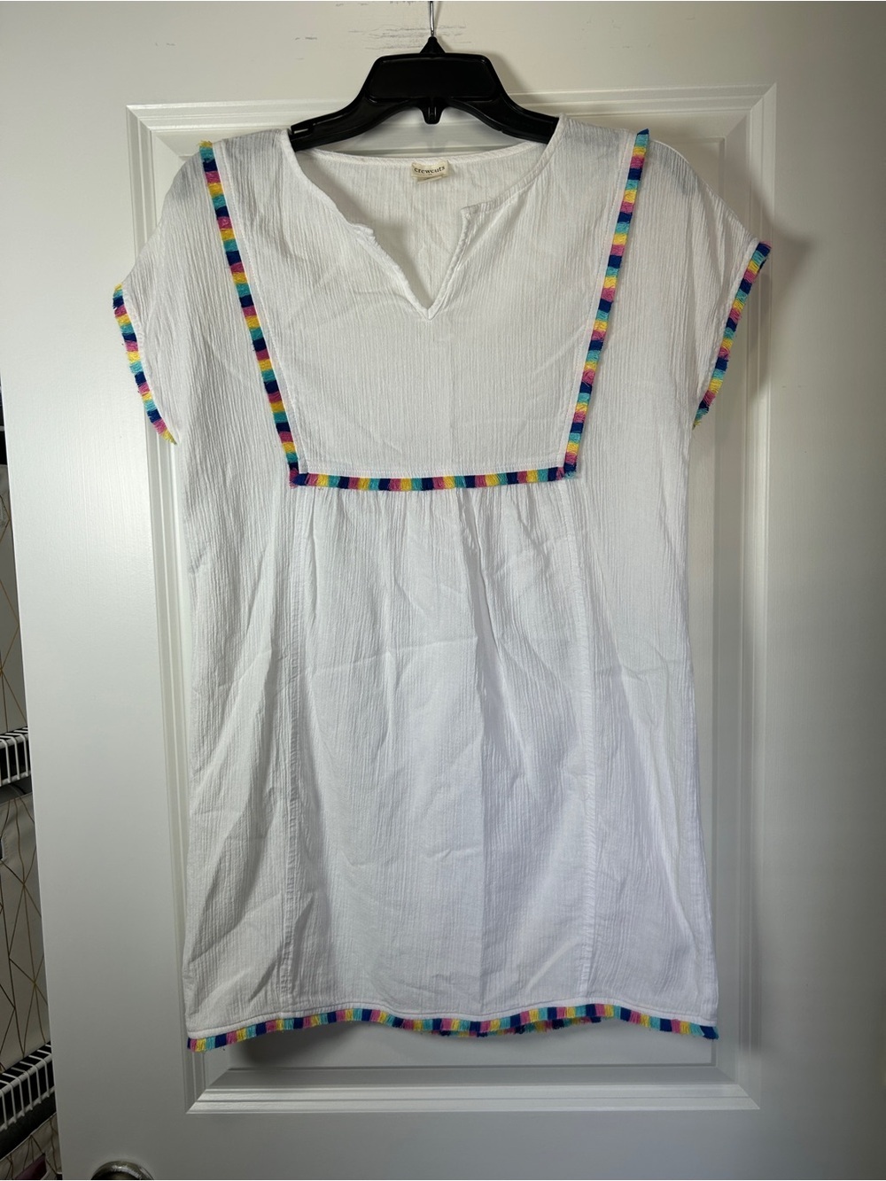 Crewcuts White Tunic with Rainbow Trim
